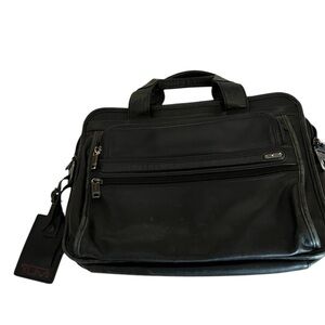 Tumi Black Leather Laptop Bag